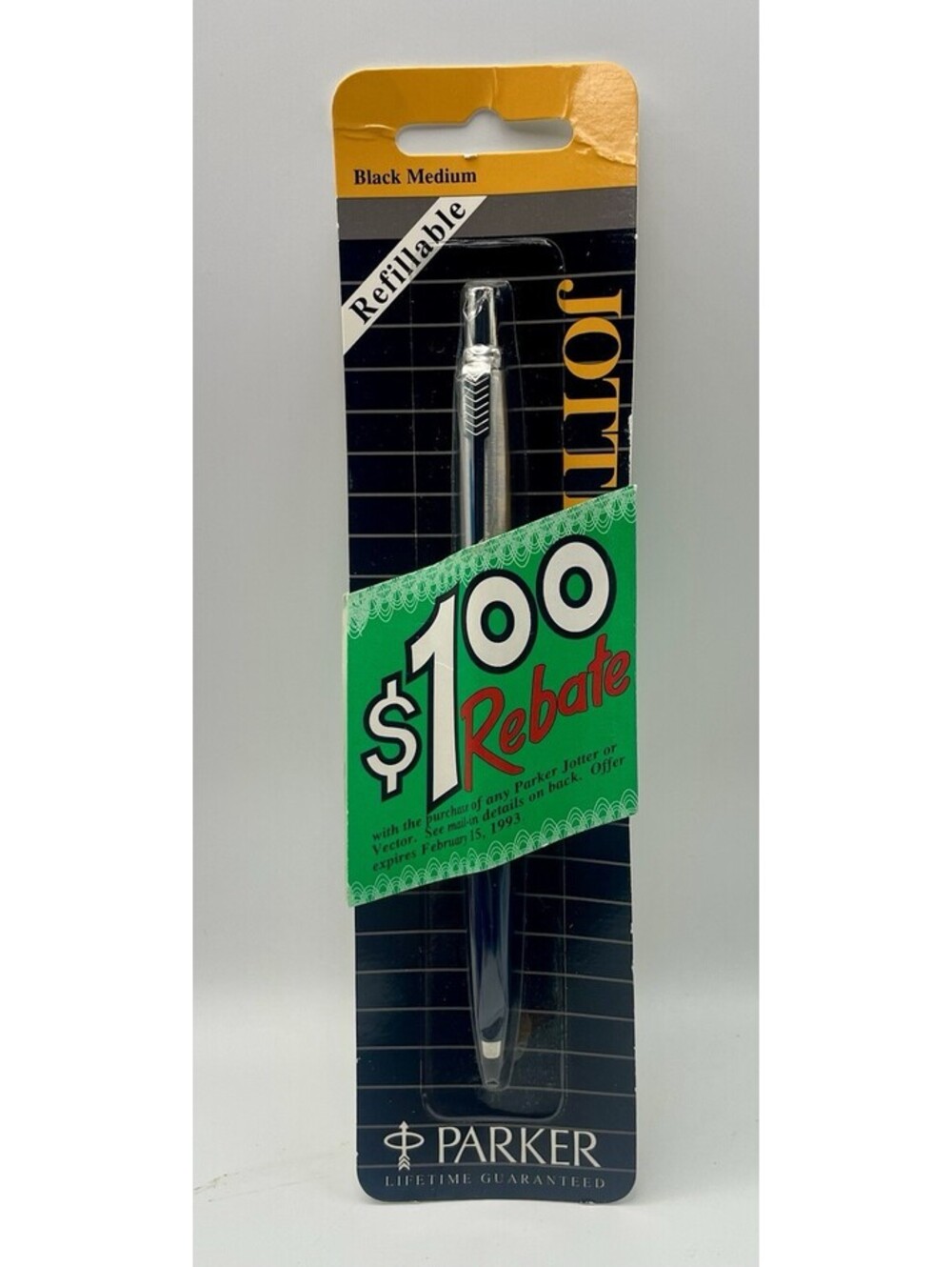 1990s Parker Jotter Ball Pen Black Ink Medium Point Navy Blue Barrel ~ Sealed